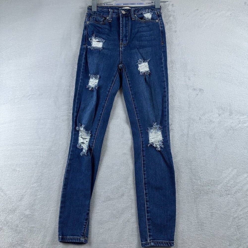 Forever 21 Jeans Skinny Leg Distressed Low Rise Dark Wash  Women Size 25 US